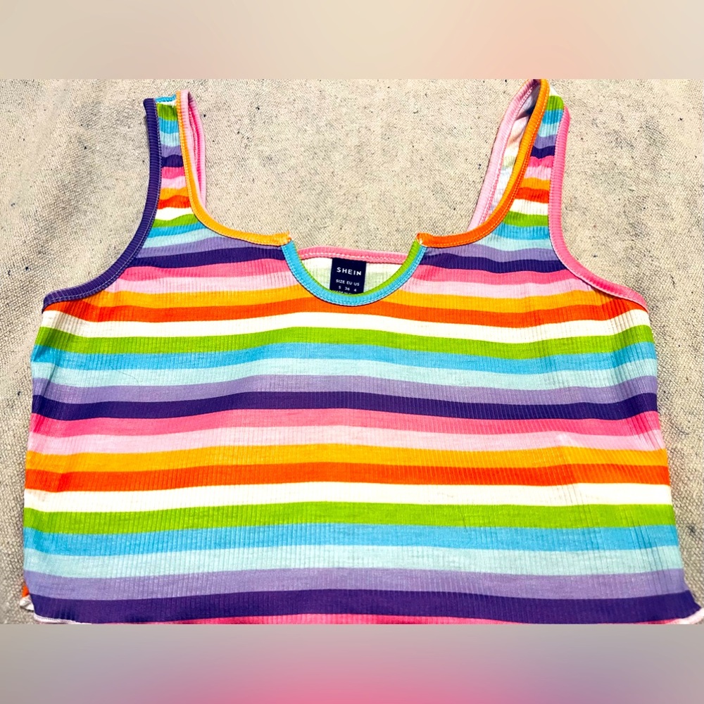 New Pastel Gothic Rainbow 🌈 Crop Top Tank Sexy Women’s Small Club Intimates